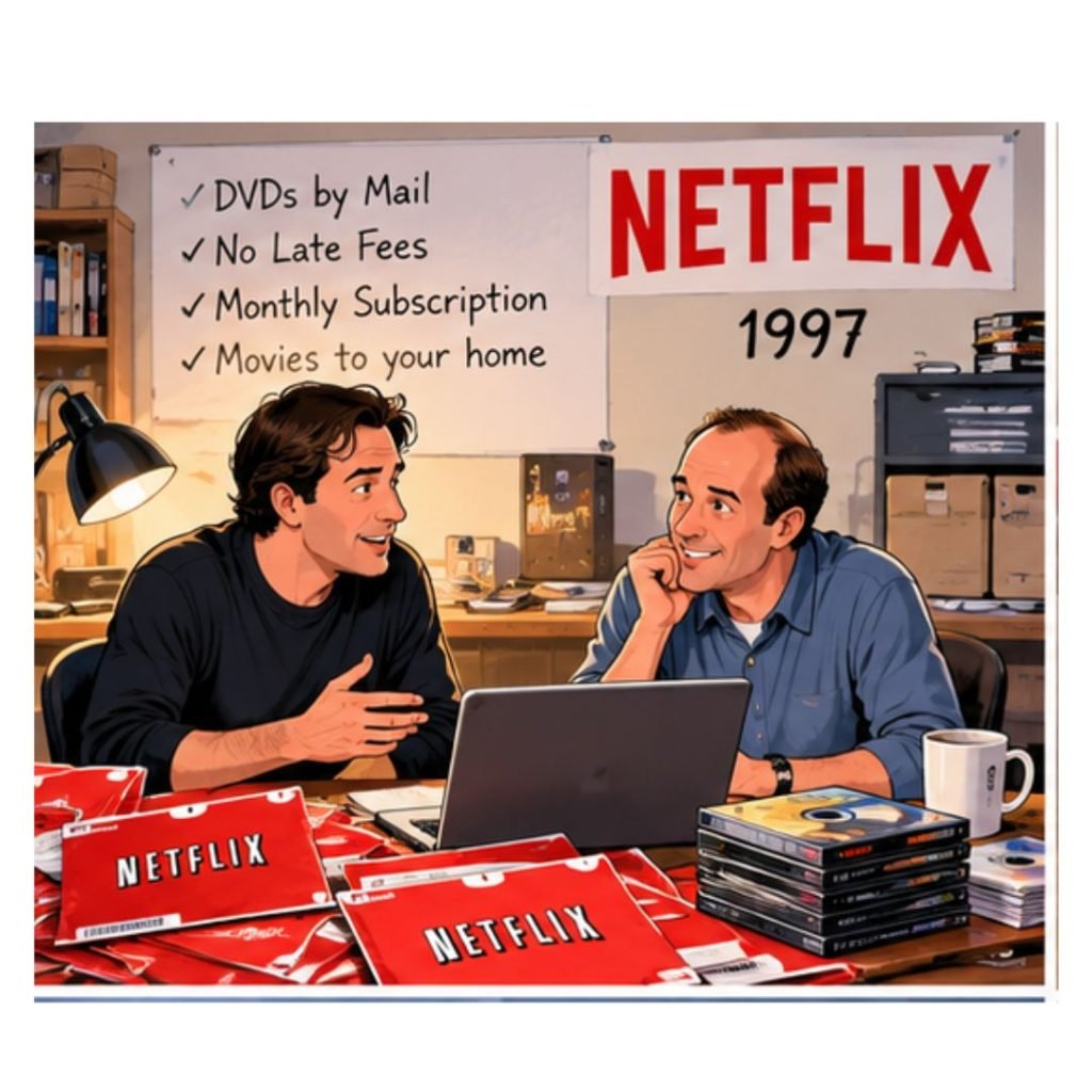 Netflix was founded on August 29, 1997, by Reed Hastings and Marc Randolph in Scotts Valley, California, USA.